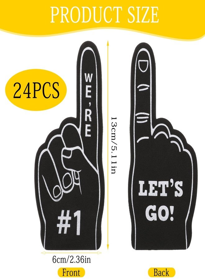 BOHUIZ 24 Pcs Mini Foam Fingers #1 for Fans Cheerleader, We're #1 and LET'S GO Sport Fan Foam Finger, Sports Themed Party Supplies for Baseball Basketball Football Sports Events(Black) - Image 2